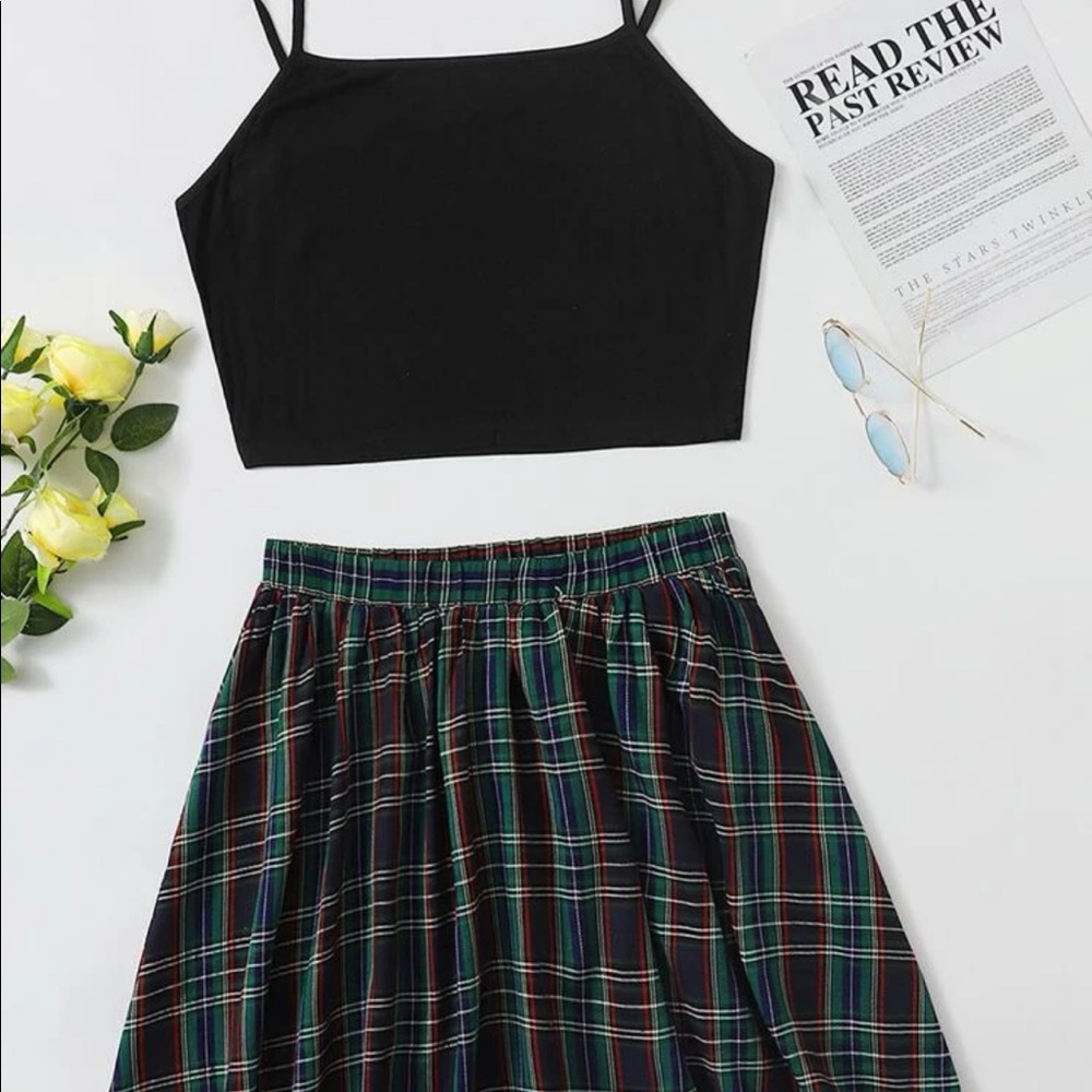 Cami / Plaid Skirt Set
